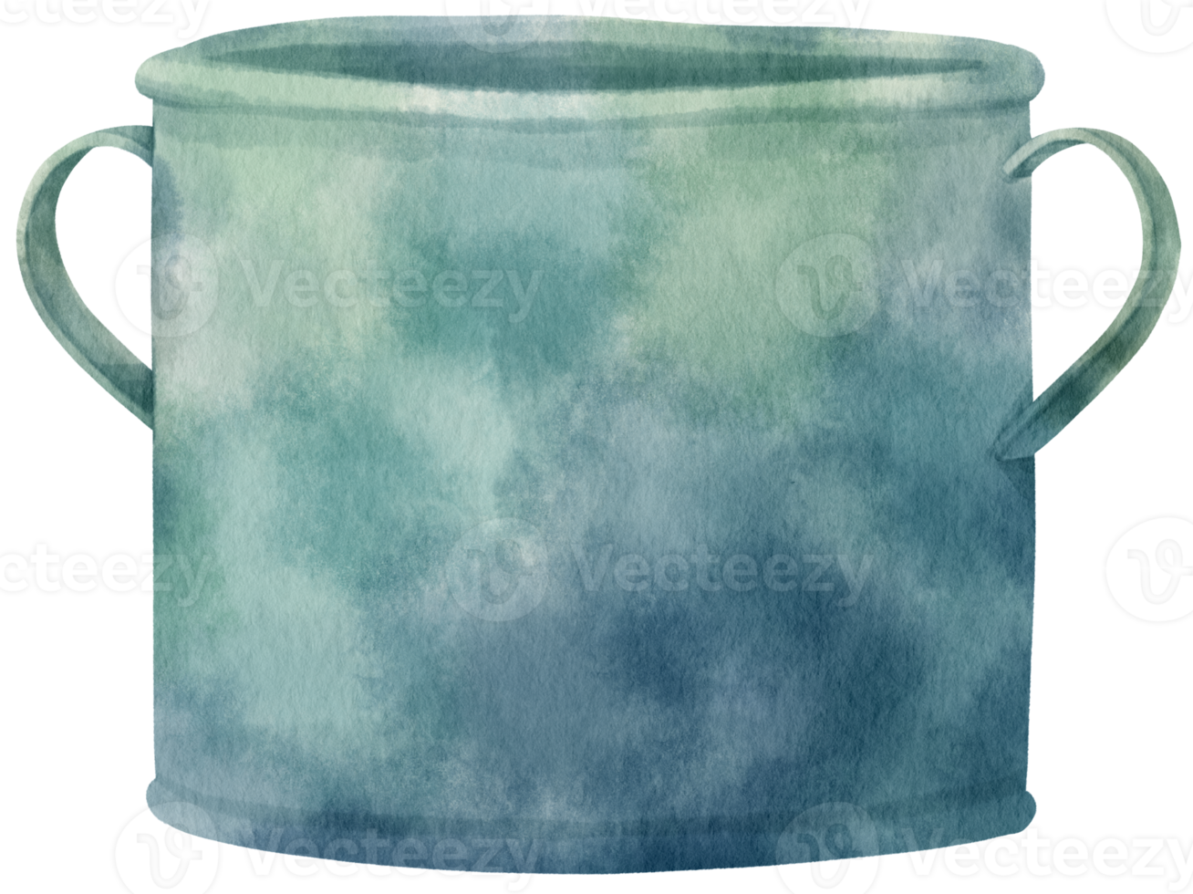 Vintage metal bucket watercolor illustration png