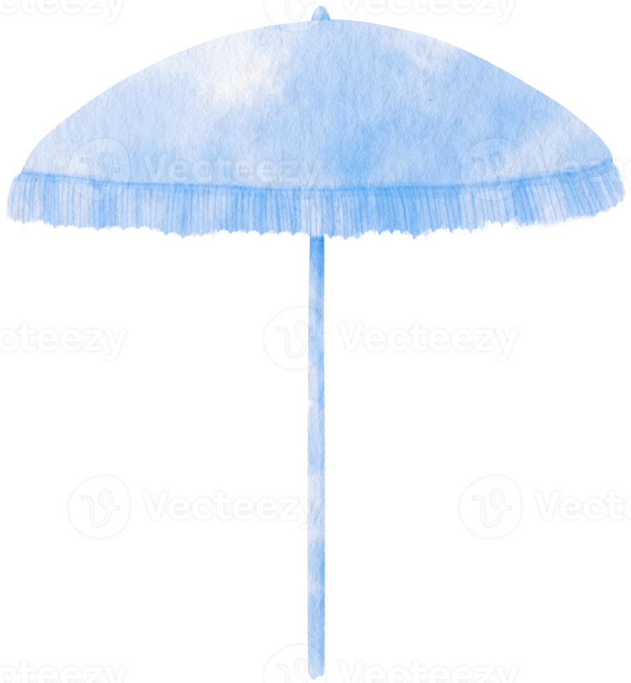 ilustración de acuarela de sombrilla de playa azul png