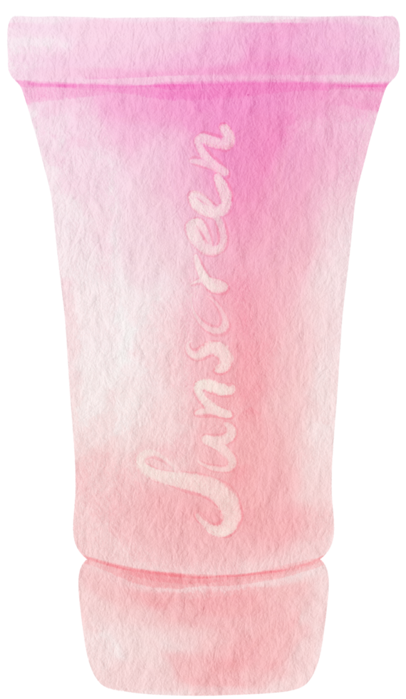 sunscreen lotion watercolor illustration beach essential png