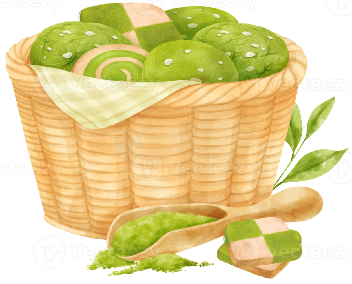 watercolor basket of cookies png