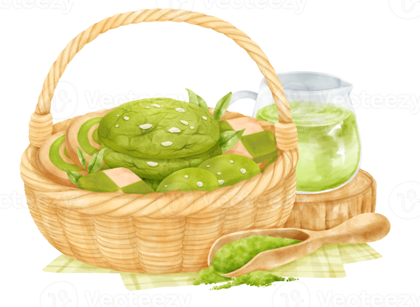 watercolor basket of cookies png