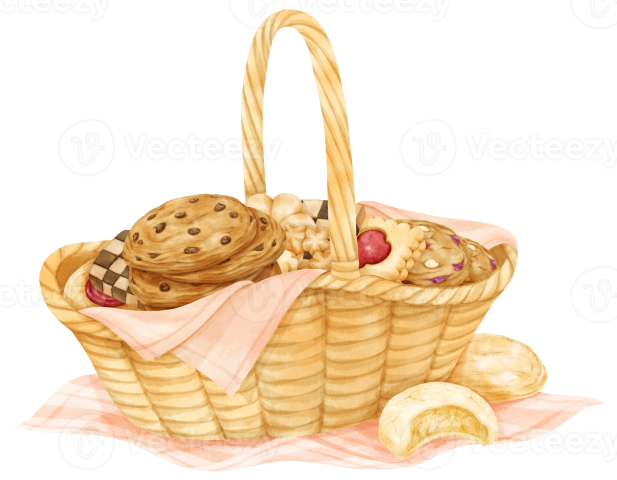 watercolor basket of cookies png