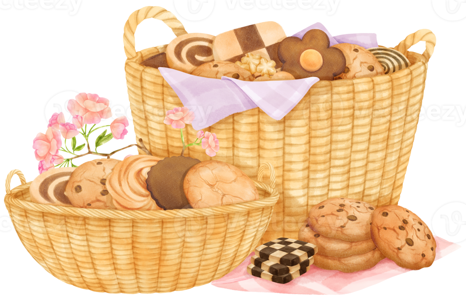 watercolor basket of cookies png