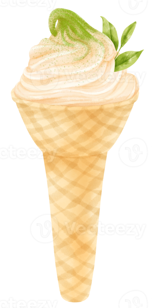 green tea matcha ice cream watercolor png