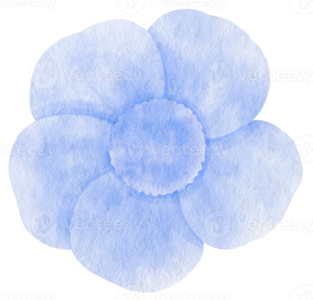 fiore blu dipinto ad acquerello per elemento decorativo png