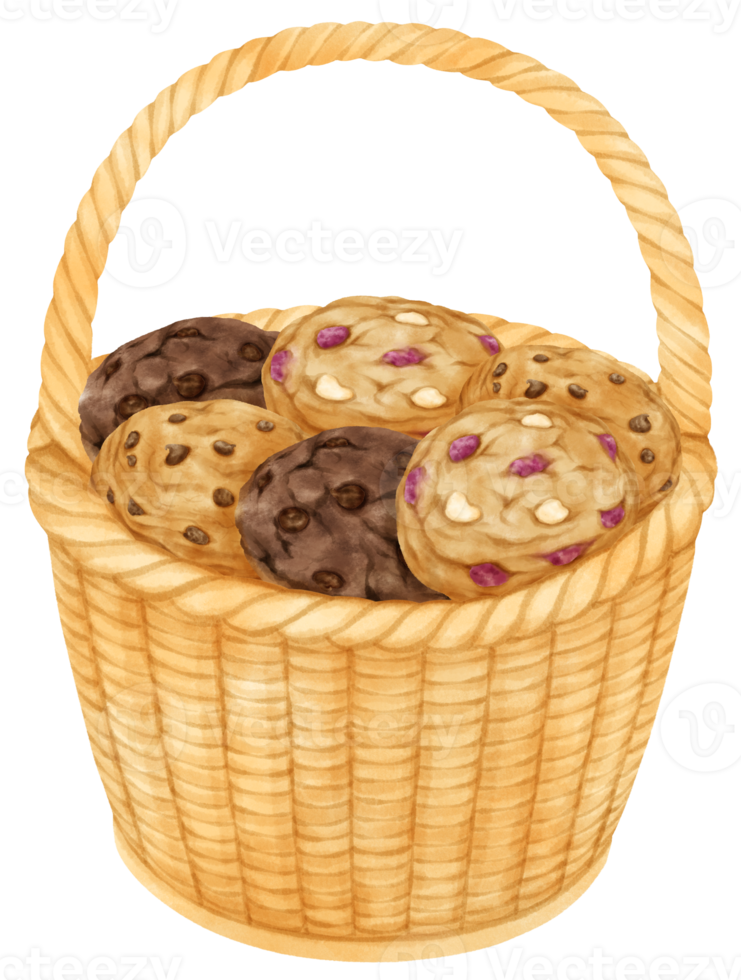 watercolor basket of cookies png