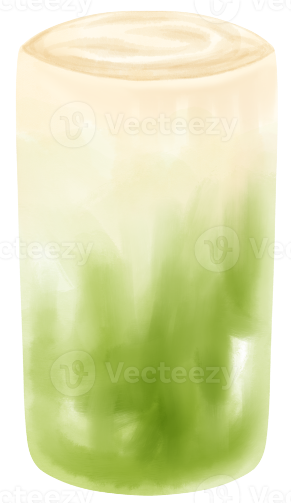 thé au lait matcha latte boisson aquarelle png