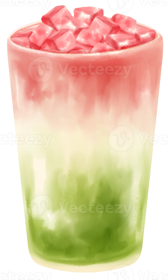 thé au lait matcha latte boisson aquarelle png