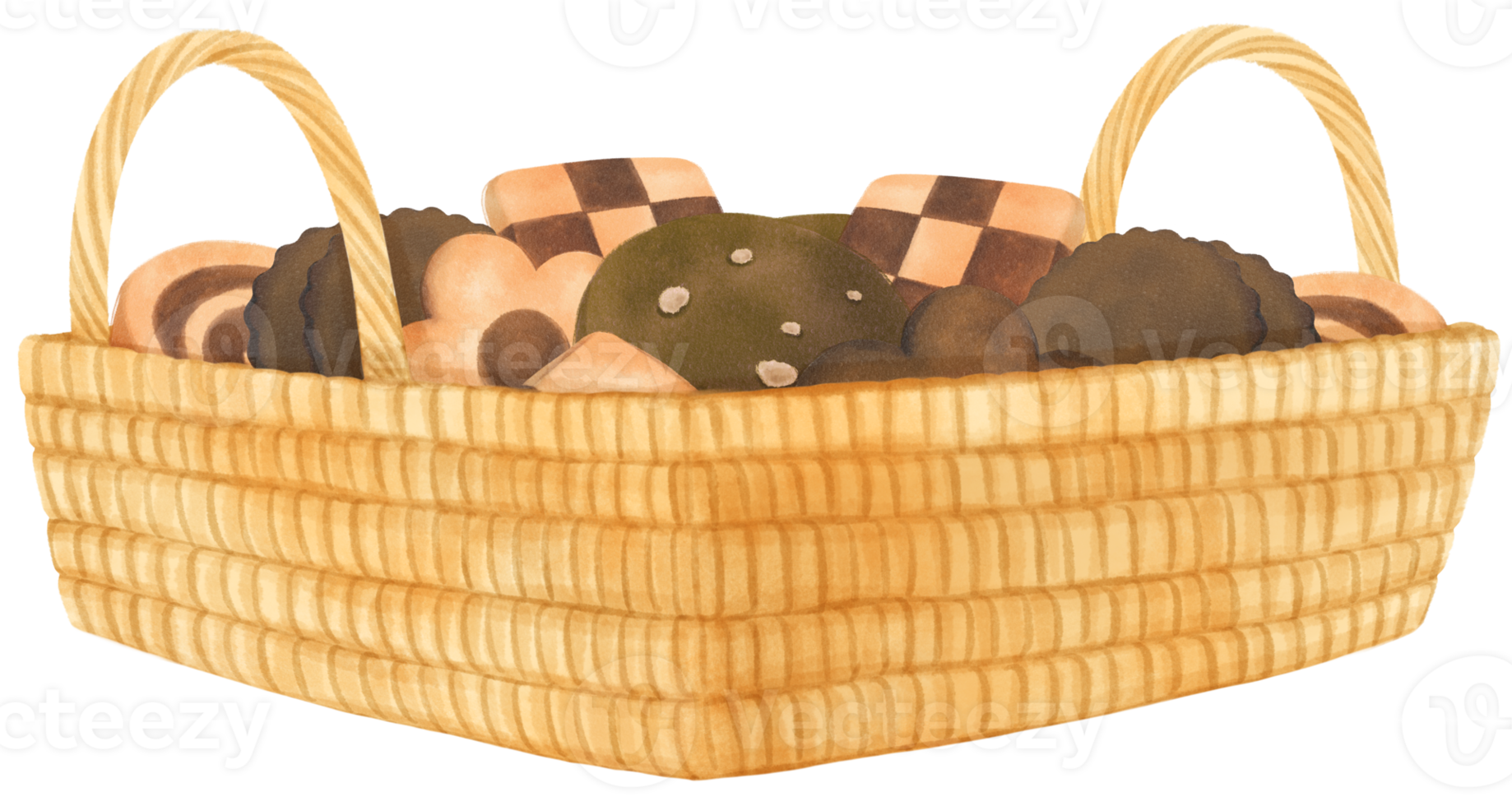 watercolor basket of cookies png
