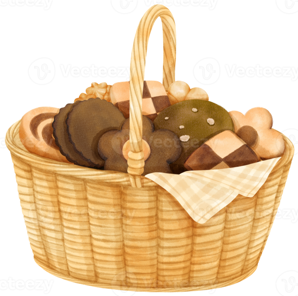 watercolor basket of cookies png