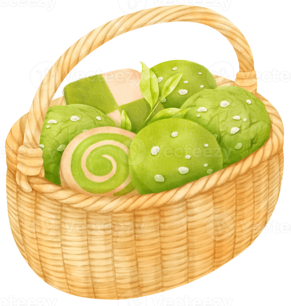 watercolor basket of cookies png