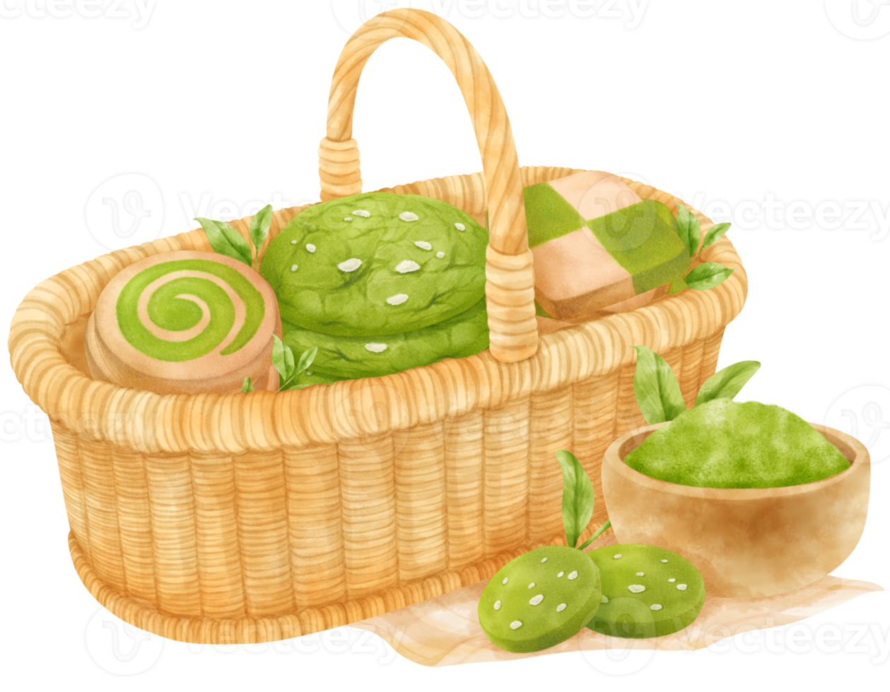 watercolor basket of cookies png