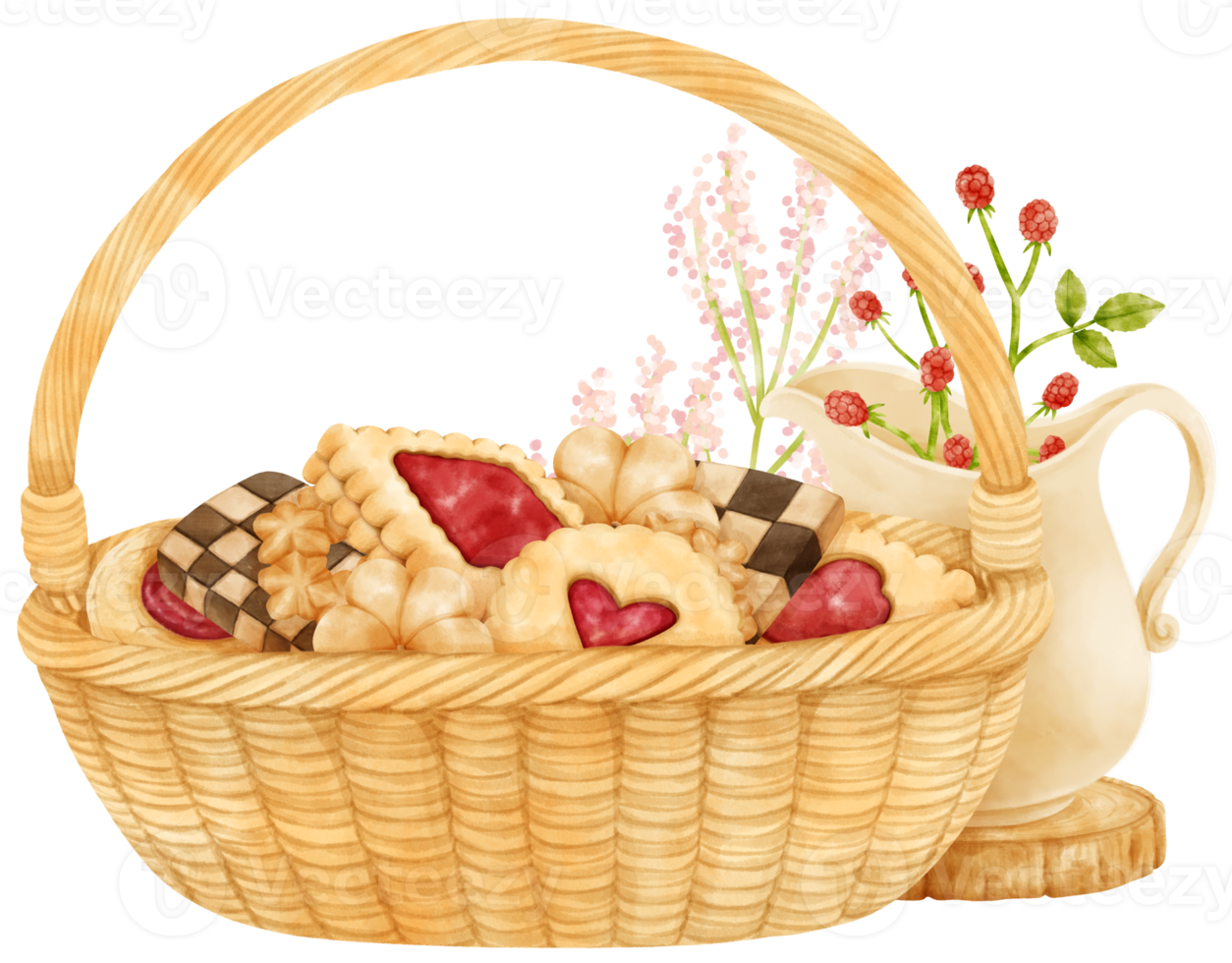 watercolor basket of cookies png
