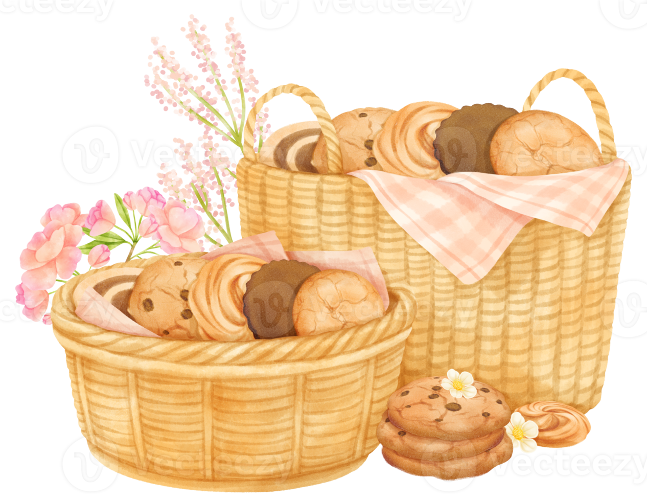 watercolor basket of cookies png