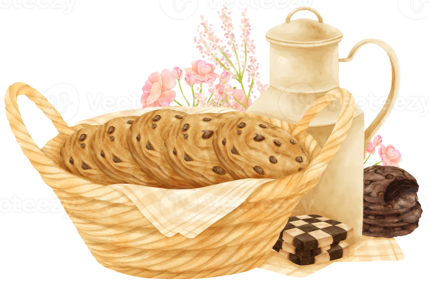 watercolor basket of cookies png