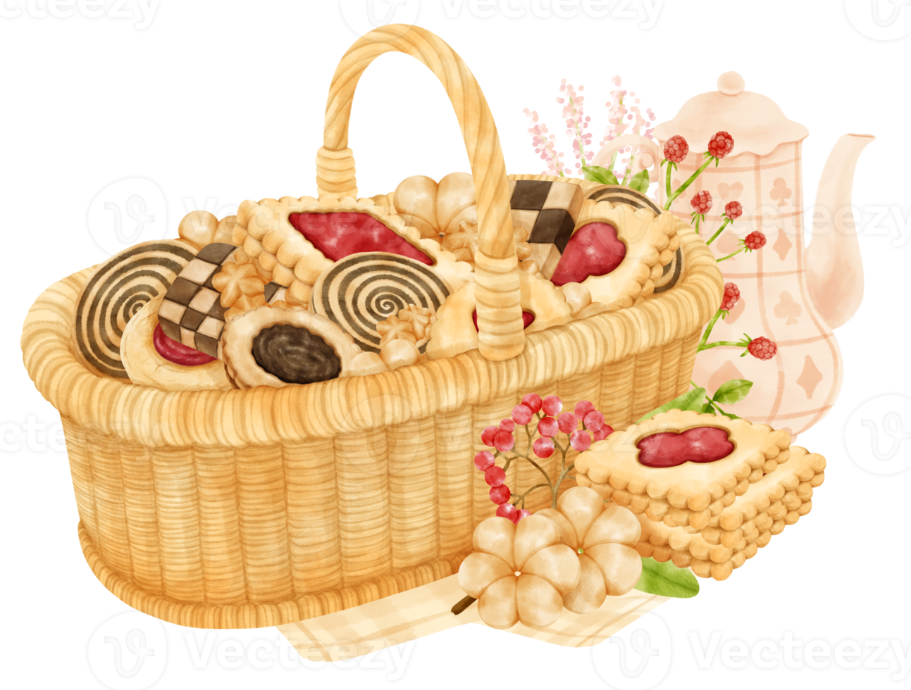 watercolor basket of cookies png