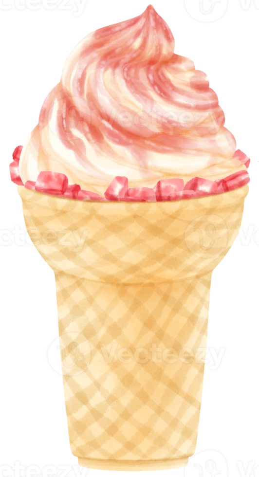 strawberry ice cream watercolor png