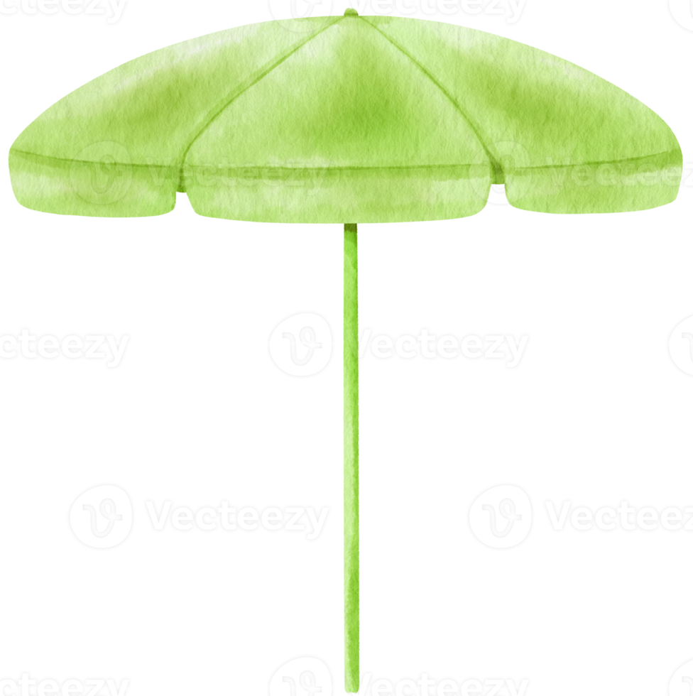 green beach umbrella watercolor illustration png