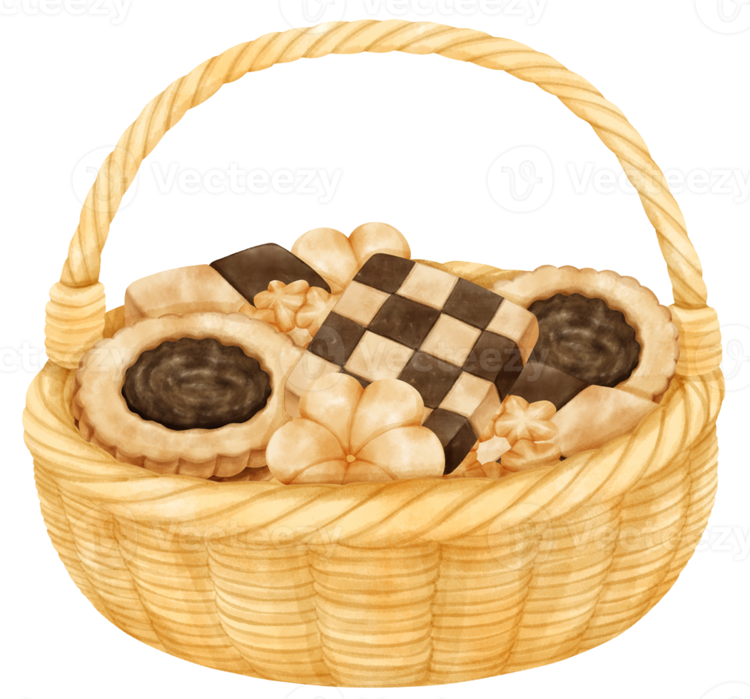 cesto di biscotti ad acquerello png