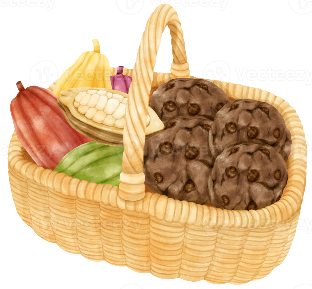 watercolor basket of cookies png