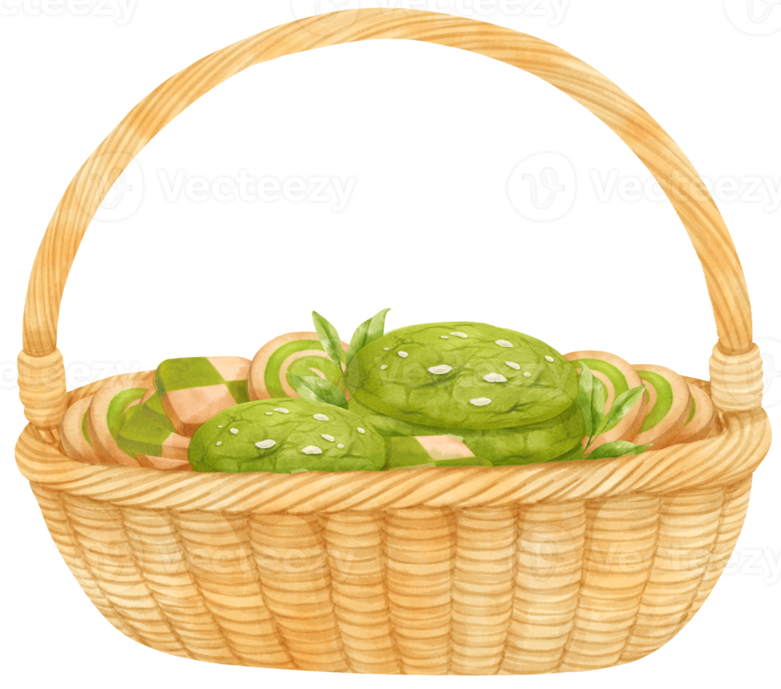 watercolor basket of cookies png