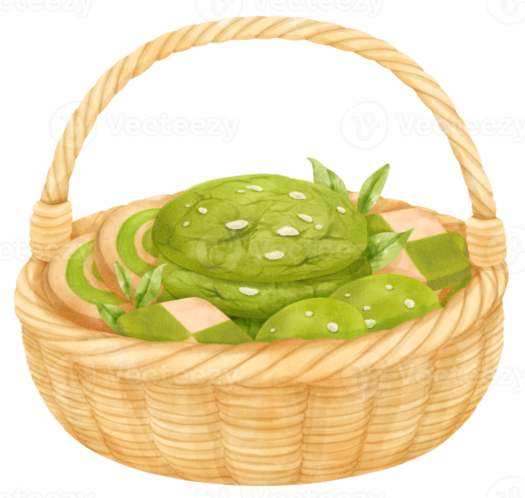 watercolor basket of cookies png