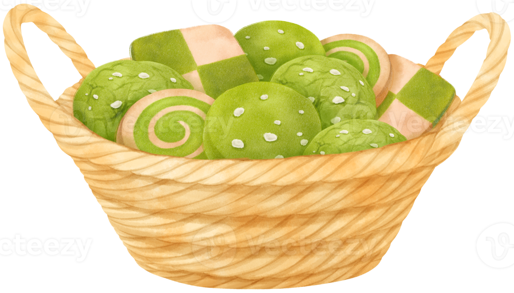 watercolor basket of cookies png