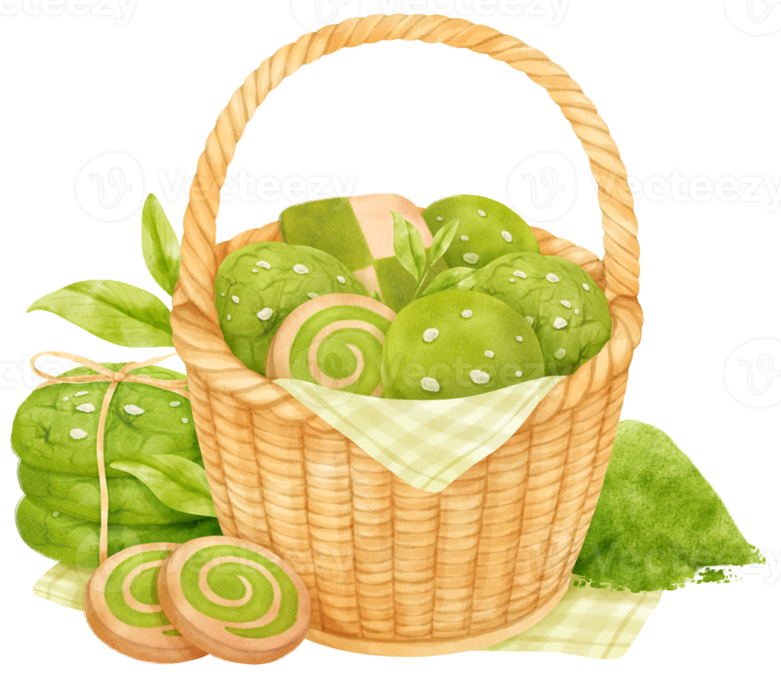 watercolor basket of cookies png