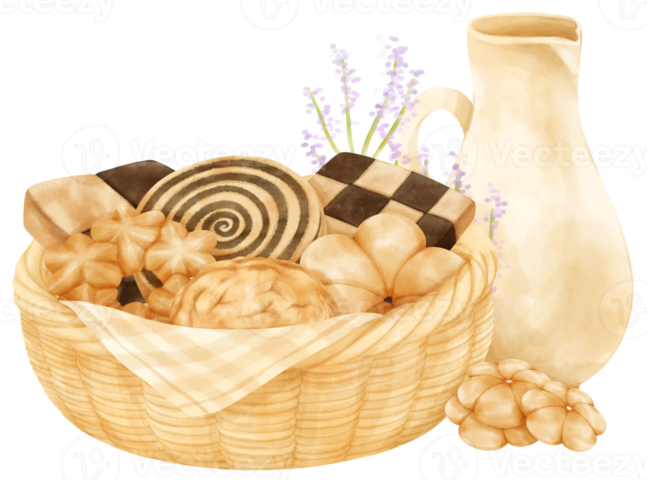 watercolor basket of cookies png