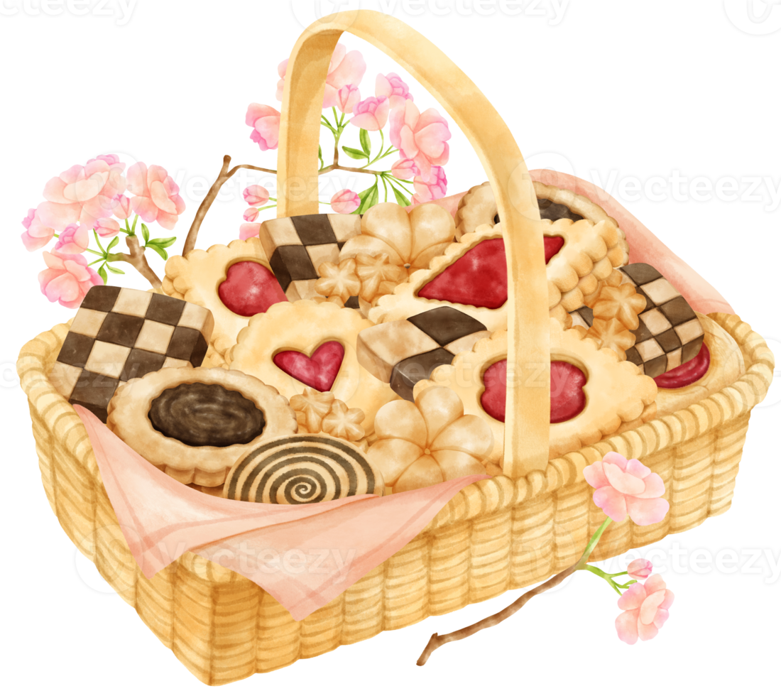 watercolor basket of cookies png