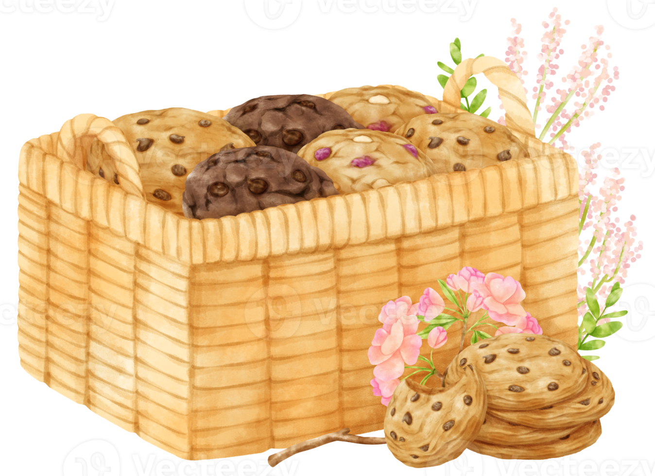 watercolor basket of cookies png