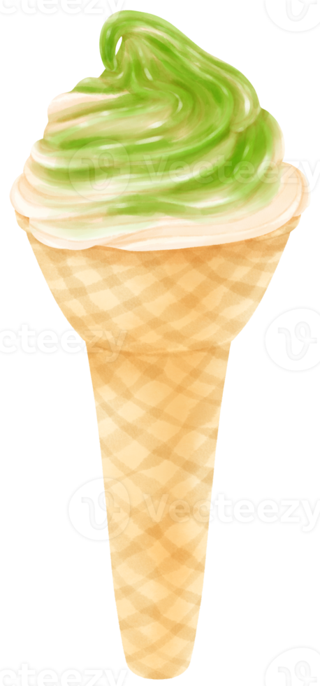 green tea matcha ice cream watercolor png