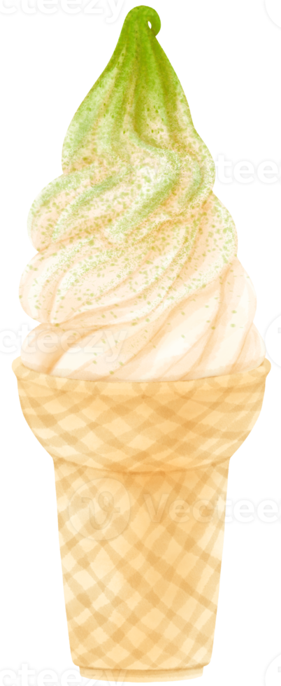 grüner tee matcha eis aquarell png