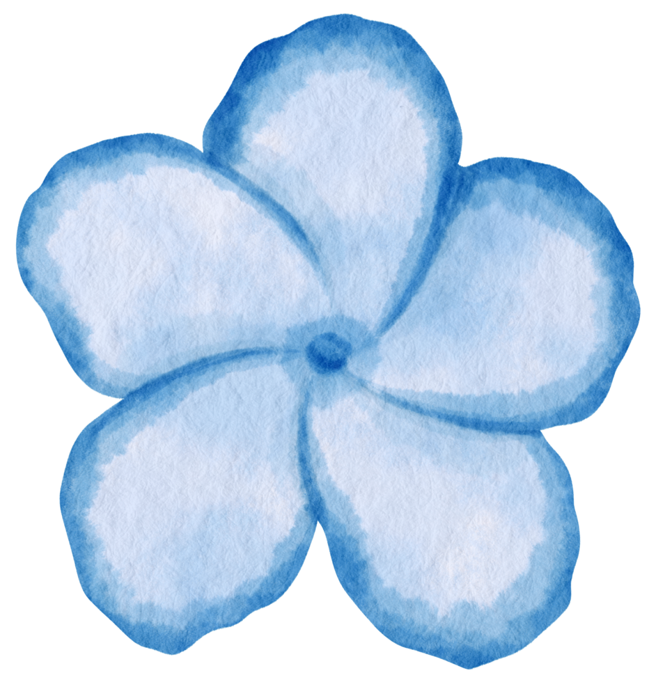 aquarela de flor azul pintada para elemento decorativo png