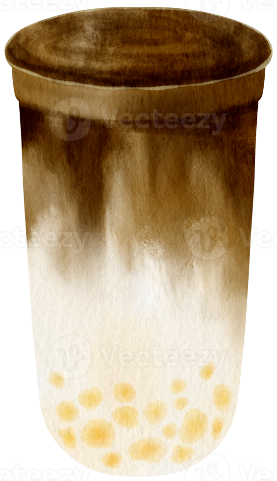 tè al latte al cioccolato con perle di tapioca acquerello png