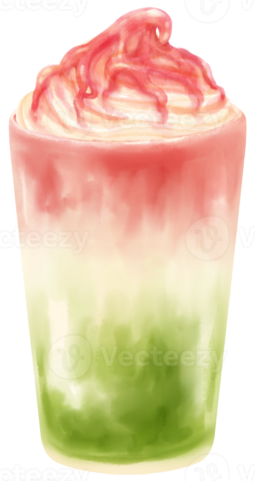 acquerello di tè al latte matcha latte bevanda png