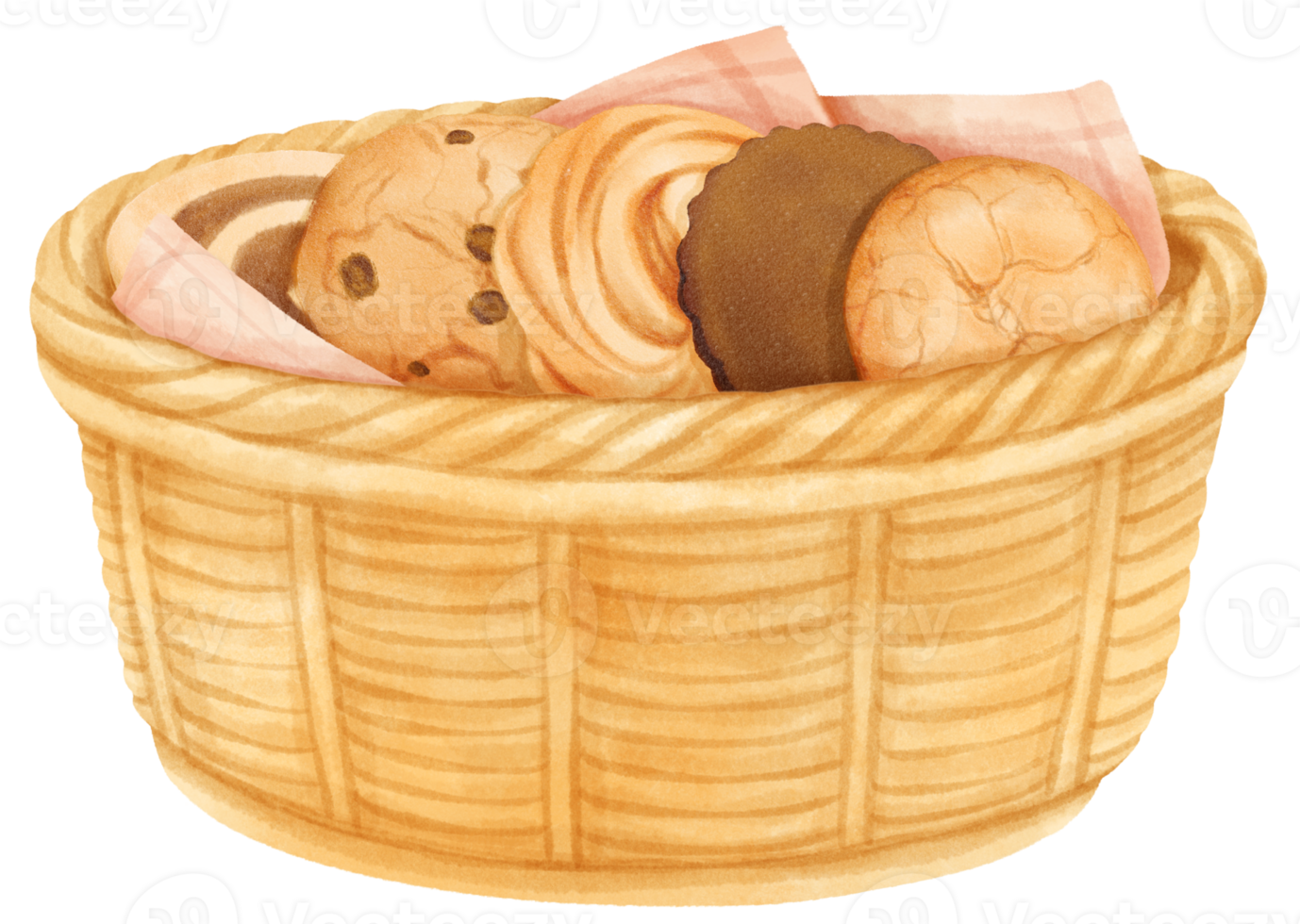 watercolor basket of cookies png