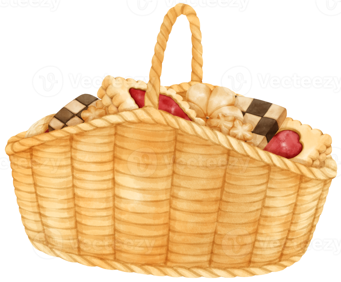 watercolor basket of cookies png