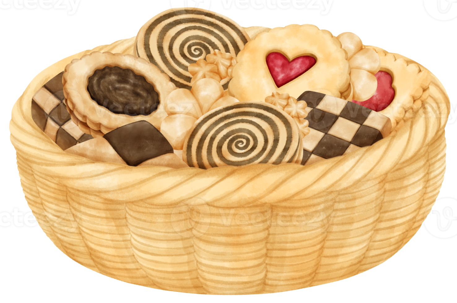 canasta de galletas de acuarela png