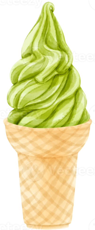 té verde matcha helado acuarela png