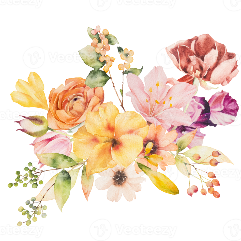 bouquet di fiori ad acquerello png