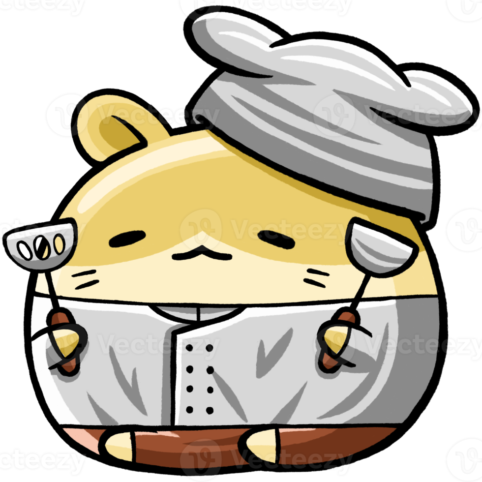 schattige hamster chef-kok cartoon stijl png