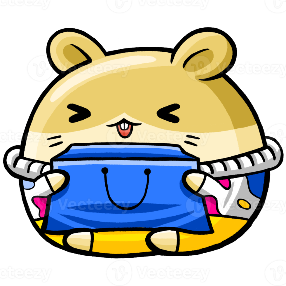Cute Hamster Shopper Cartoon Art png