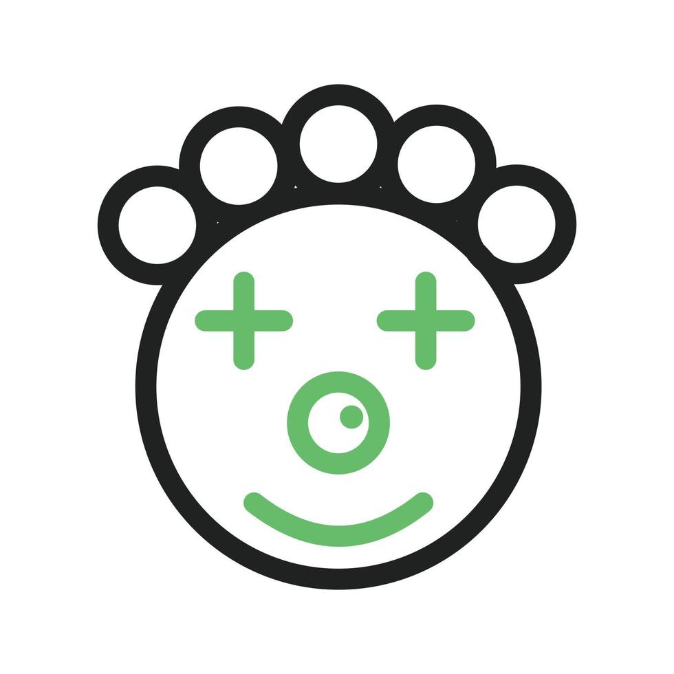 Clown Face Line Green and Black Icon vector