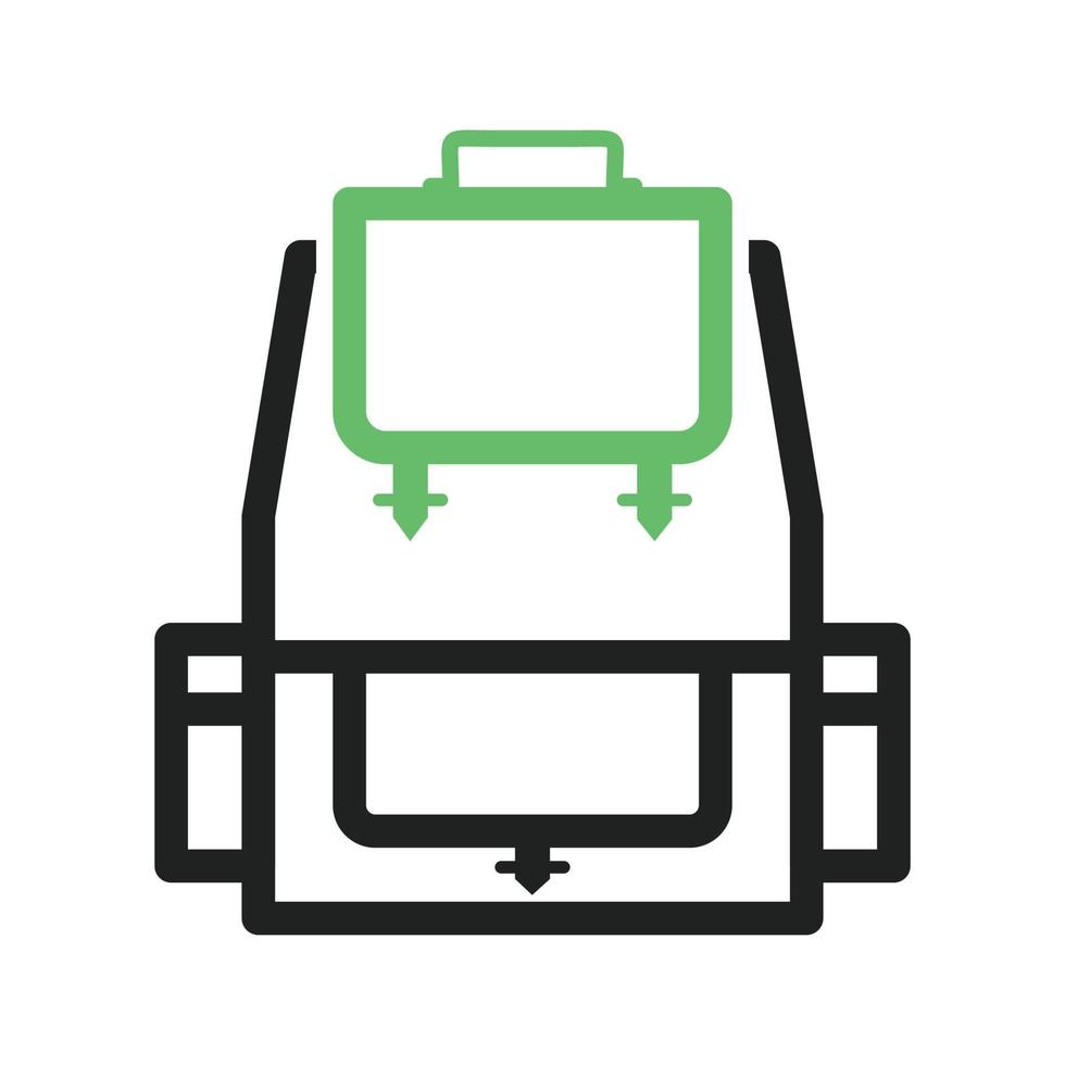 Backpack Line Green and Black Icon vector