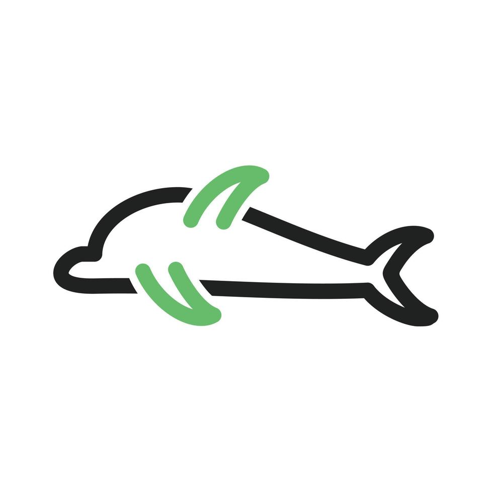 Dolphin Line Green and Black Icon vector