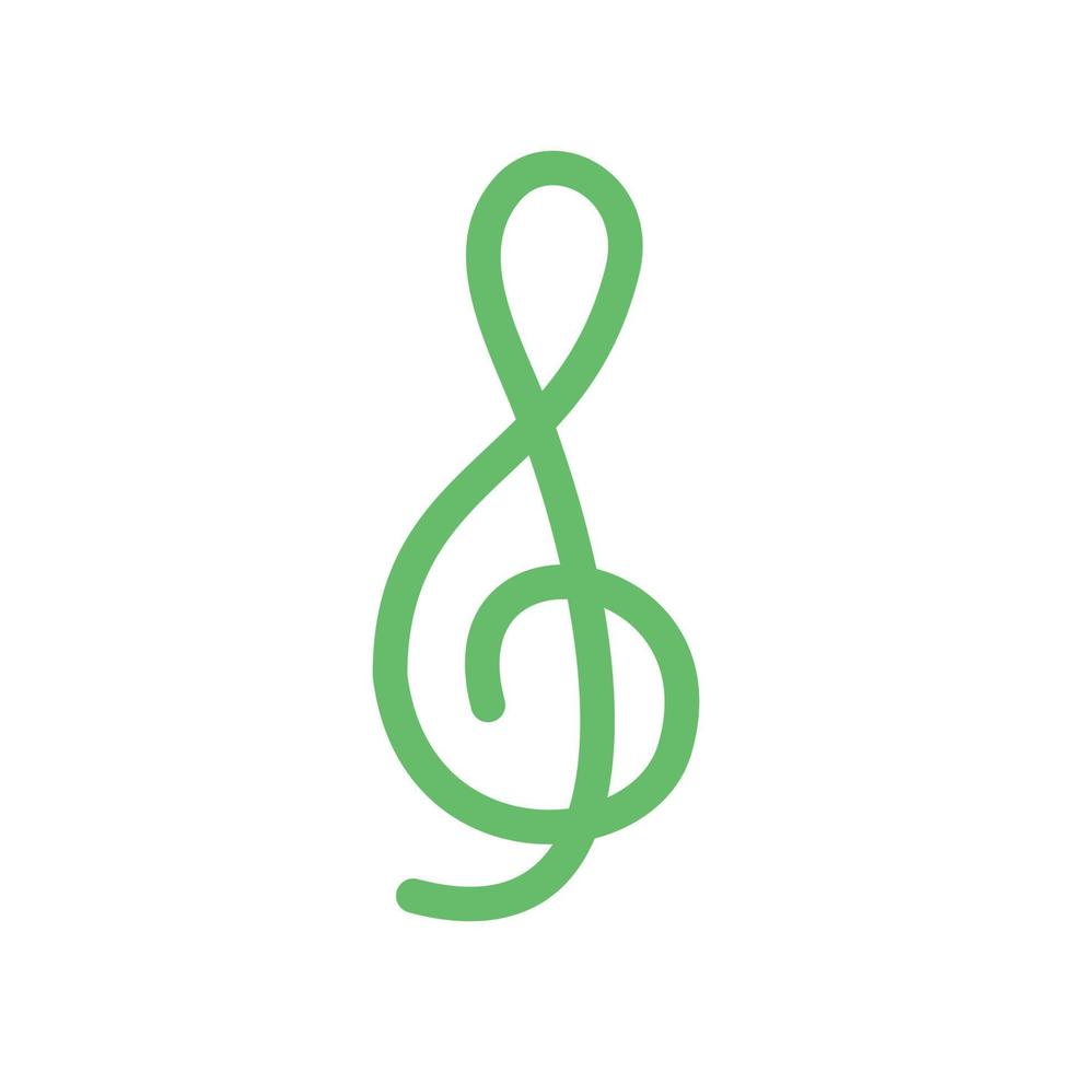 Treble Clef Line Green and Black Icon vector