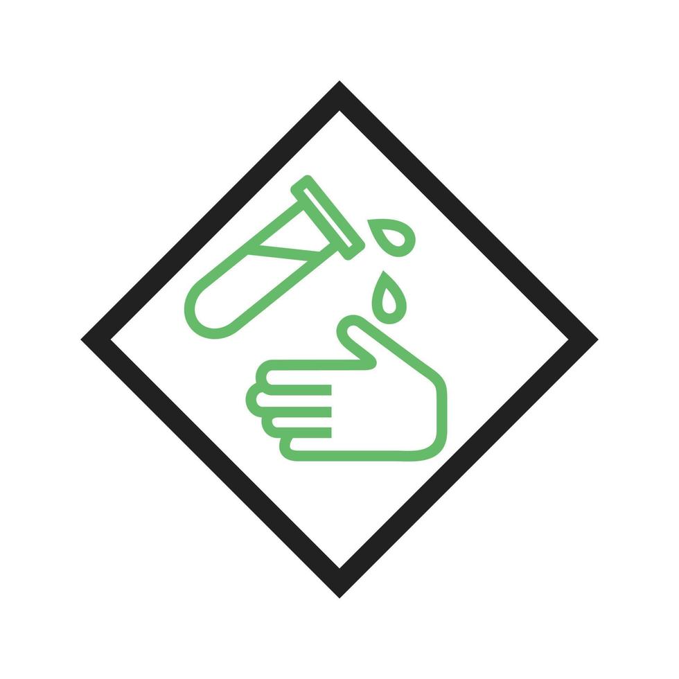 Corrosive Hazard Line Green and Black Icon vector