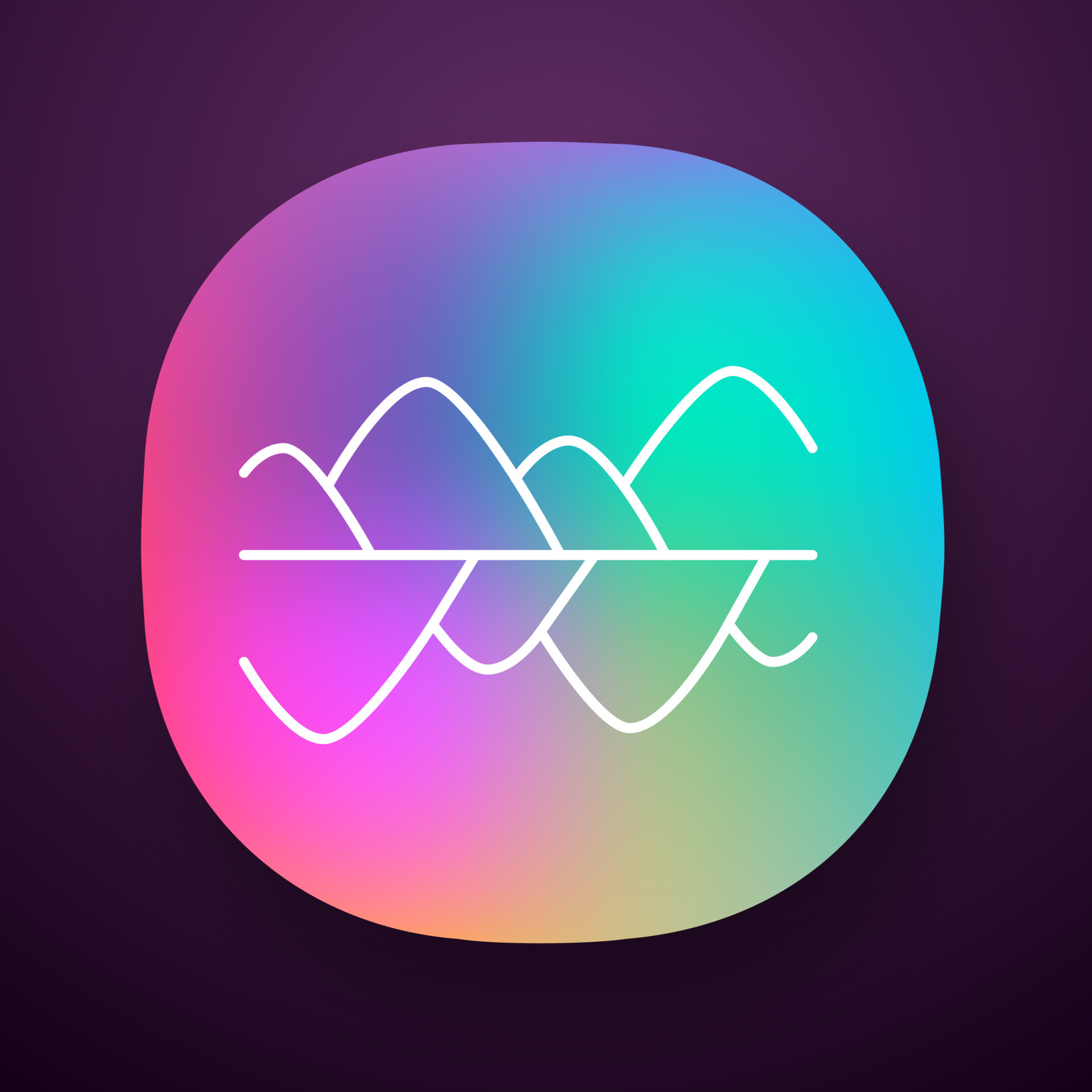 Music frequency level app icon. Vibration, noise level curves. Sound
