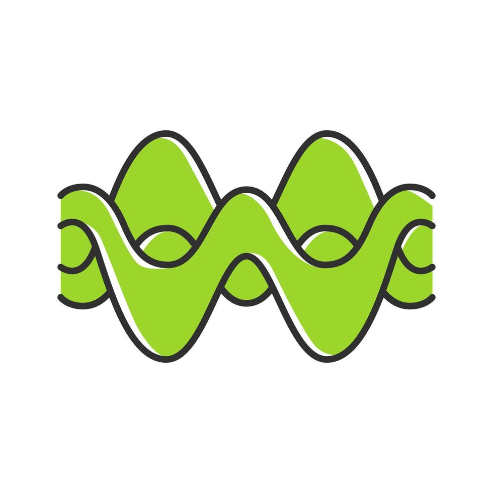 Green overlapping waves color icon. Abstract energy, synergy flow waveform. Fluid, organic waves, soundwaves. Vibration amplitude, level curves. Wavy lines. Isolated vector illustration